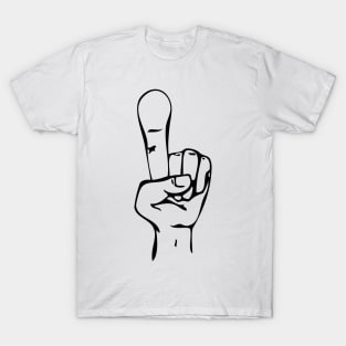 Cartoon Hand Line Drawing 1 Finger T-Shirt